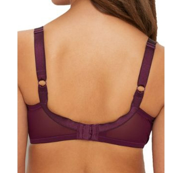 New Paramour size 42C red wine color bra pretty metallic lace underwire - Picture 2 of 6